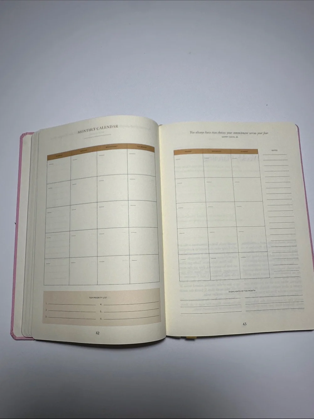 Pink Productivity Planner Hardcover Notebook with Gold Accent